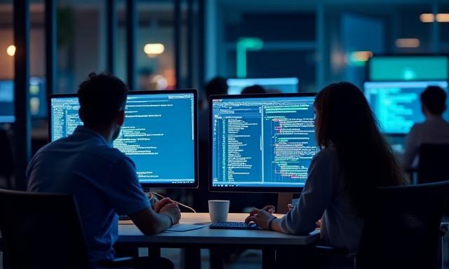 Pipeline de Integración Continua DevOps con equipos colaborando